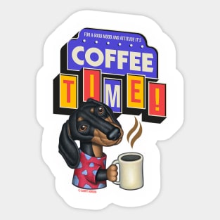 Cute Funny Doxie Dachshund Retro Coffee Sticker